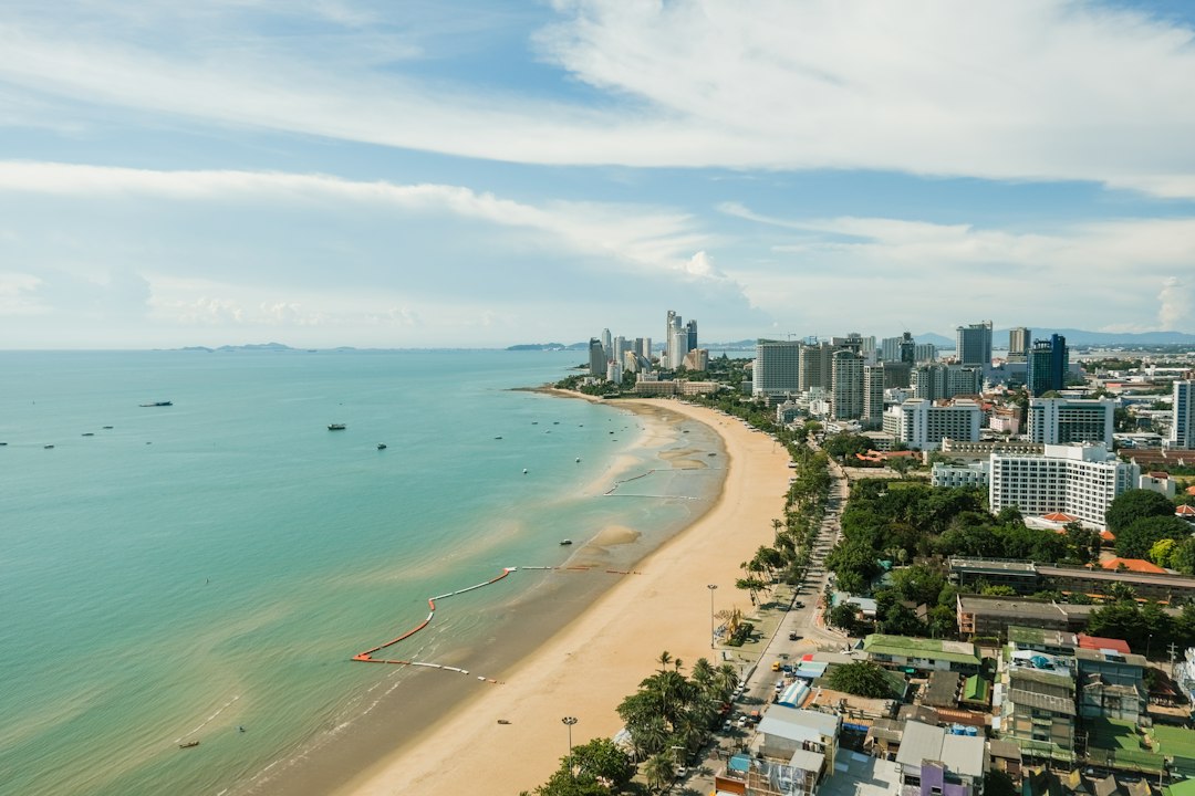 Pattaya coastline and city view